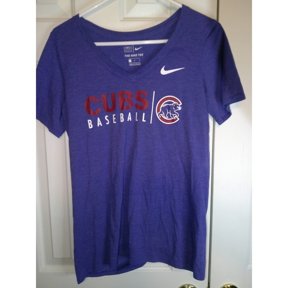 Nike Chicago Cubs Baseball V-Neck T-Shirt MLB Purple Women's Size M